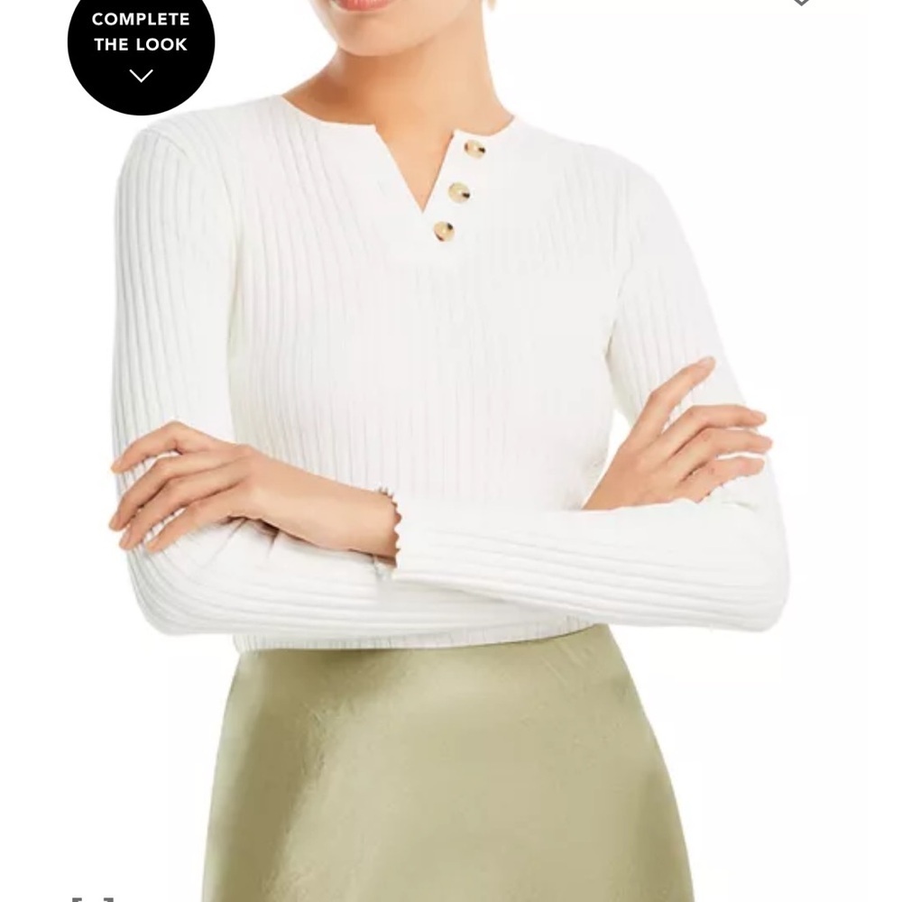 Vince White  Ribbed Long Sleeve Top Henley